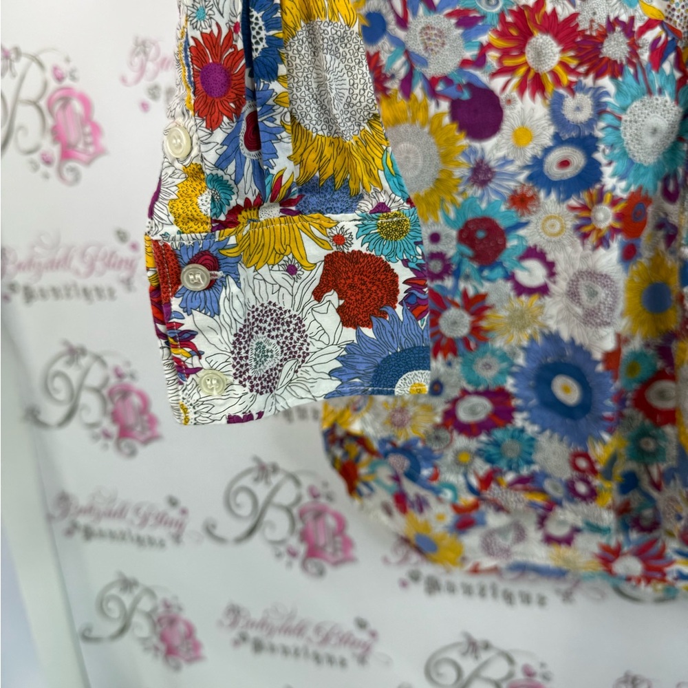 Liberty art fabrics button up long sleeve flowers Multicolor Floral  Shirt - Picture 6 of 15